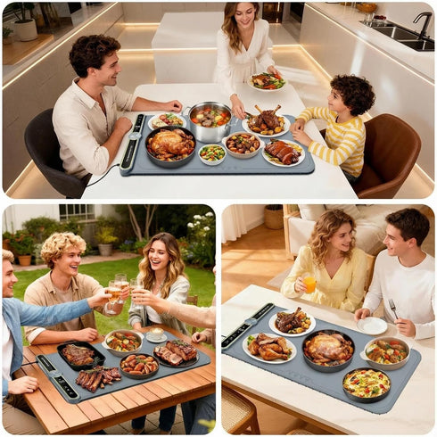 24''x15'' 9 6 Settings, Warming Mat for Food, Heating Mat, Electric Warming Tray with Temperature and Timer Fast Full