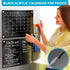 Black Magnetic Acrylic Calendar for Fridge, 2pcs 16"x12", Includes Protective Pads, 6 Magnetic Markers, Magnetic Eraser