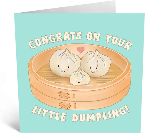 CENTRAL 23 Cute New Baby Card - 'Congrats On Your New Dumpling' - Adorable New Baby Boy/Girl Card with Fun Stickers