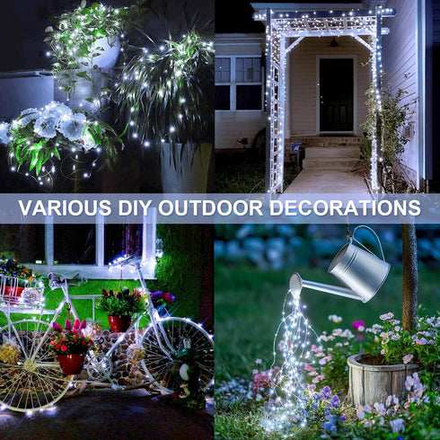 2 Pack 33FT 100 8 JMEXSUSS Solar String Lights Outdoor Waterproof, Each LED Solar Fairy Lights Outdoor, Modes White