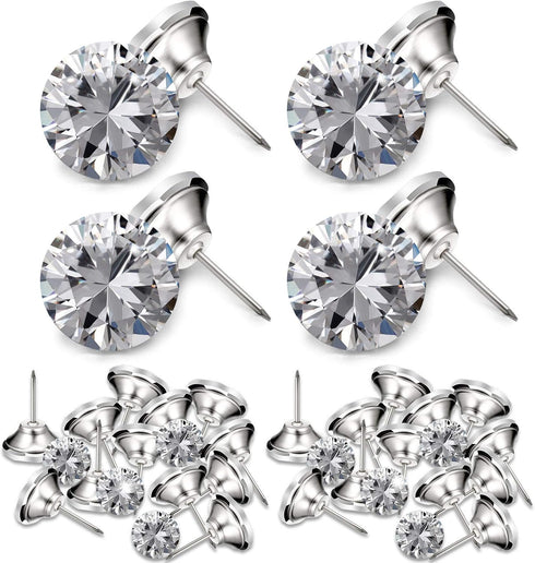 Ripeng 60 Pcs Crystal Upholstery Buttons, Diamond Pins Decorative Push Pins for Furniture, Christmas DIY Sofa