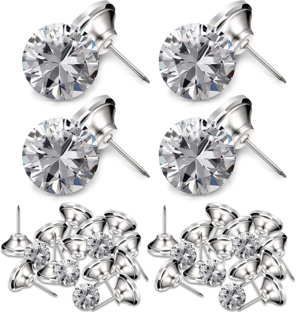 Ripeng 60 Pcs Crystal Upholstery Buttons, Diamond Pins Decorative Push Pins for Furniture, Christmas DIY Sofa