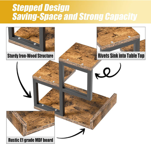 Gannyfer Wood Desktop Shelf, Freestanding Small Bookshelf Desk Hutch, 3 Tier Storage Display Rack for Books, Plants,