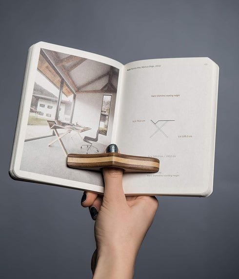 TILISMA Wooden Book Page Holder - Handmade Walnut Thumb Book Accessories for Reading in Bed