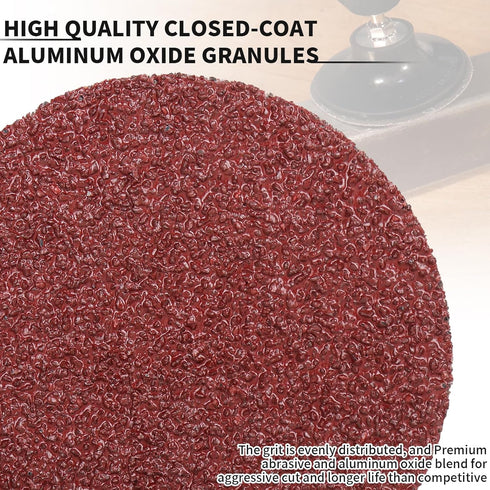 40Pcs 3 Inch 40/60/80/120 1/4'' SI FANG Roll Lock Sanding Disc Grit Quick Change Discs, Pad Holder Accessories, Surface