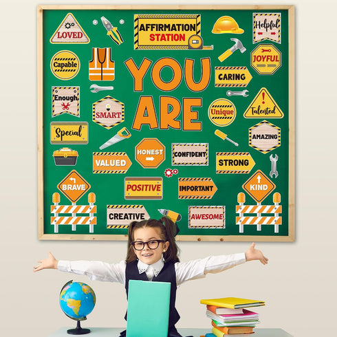 Sets Set Construction Bulletin Board Decoration Construction Affirmation Station Bulletin Board Inspirational