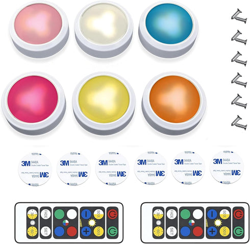 Brilliant Evolution 6-Pack Wireless RGB LED Lights - Battery Operated Puck Lights