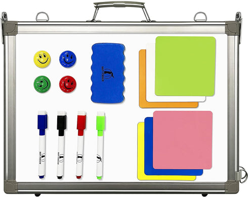 Whiteboard Set, 16 x 12" Foldable Dry Erase Board with Eraser, Markers, Magnets, and Labels