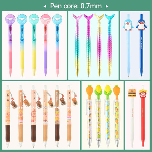 Cute Kawaii Mechanical Pencils Set - 12PCS with Lead Refills & Erasers, 0.5mm & 0.7mm for Kids Girls