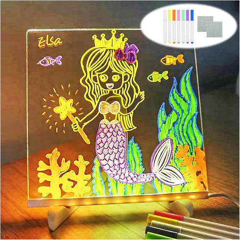 LED Note Board with Colors, 2024 New Glowing Acrylic Message Marker Board, Light up Dry Erase Board with Stand (7.9 *