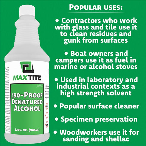 190-Proof Virgin Denatured Alcohol, 32oz, 1 Bottle