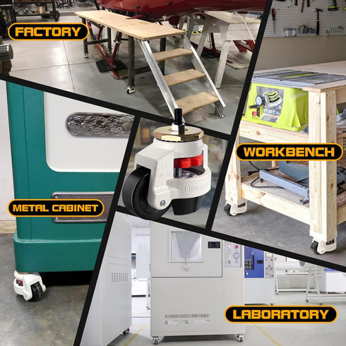 Retractable Leveling Machine Casters, 4 Pcs, 4400 lbs Capacity, Heavy Duty 1100 lbs Each Caster
