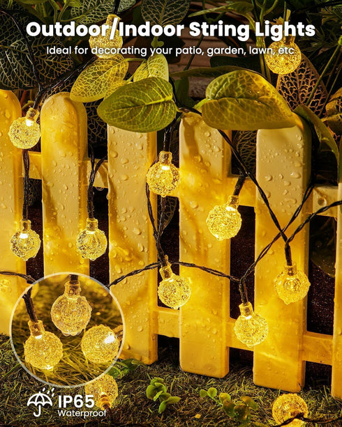 2 Pack 60 36.5 8 Solar String Lights Outdoor Waterproof, LED FT Each, Solar Powered Patio Lights with Lighting Modes