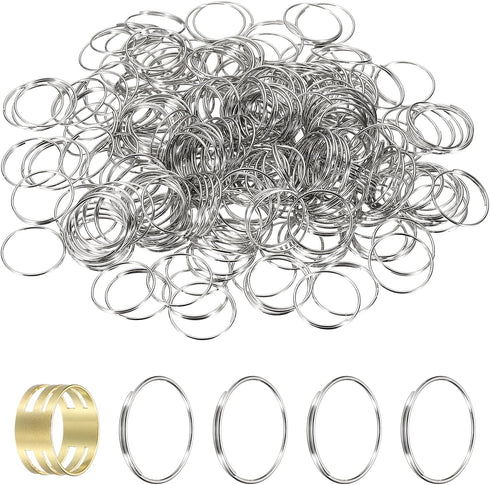 MECCANIXITY 300pcs Mini Split Rings, 16mm 304 Stainless Steel Jump Ring Small