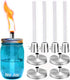 Mason Jar Tabletop Torch Kits, 4 Pack with Longlife Fiberglass Wicks and Stainless Steel Lids