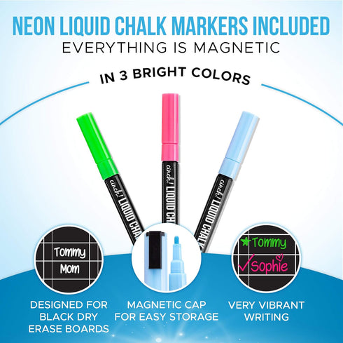 Cinch Magnetic Dry Erase Chores Chart for Kids (17x20 inches, Black) - 6 Whiteboard Markers with Magnets