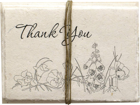 Handmade Seeded Plantable Thank You Cards with Envelopes Set of 6 Wildflowers