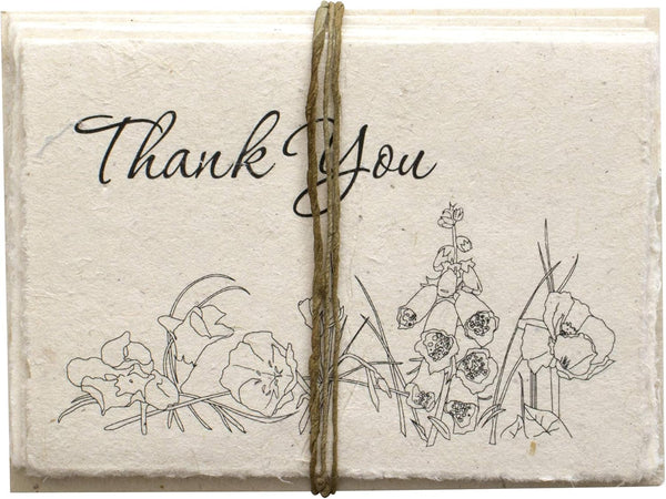 Handmade Seeded Plantable Thank You Cards with Envelopes Set of 6 Wildflowers