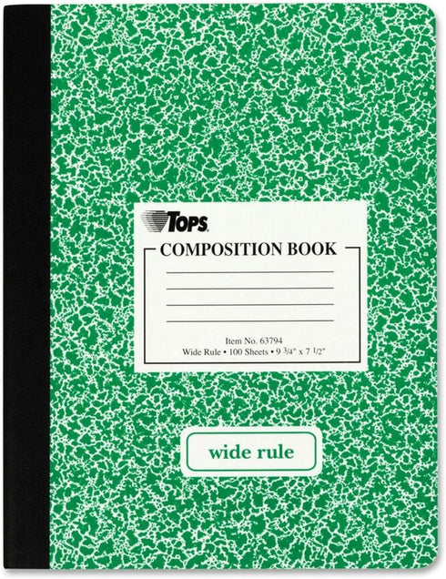 TOPS Composition Book, Wide/Legal Rule, Randomly Assorted Marble Cover, 100 Sheets, 9.75 x 7.5