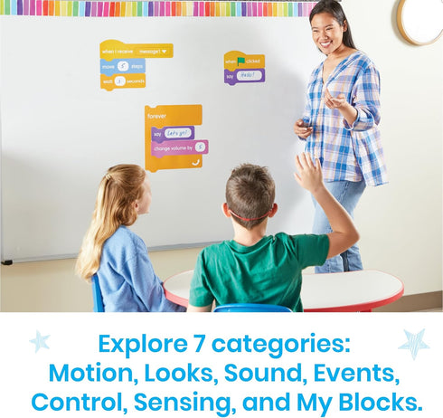 hand2mind Set, Programming 8-12, Scratch Block-Based Coding Magnetic Demonstration Learn to Code STEM Activities