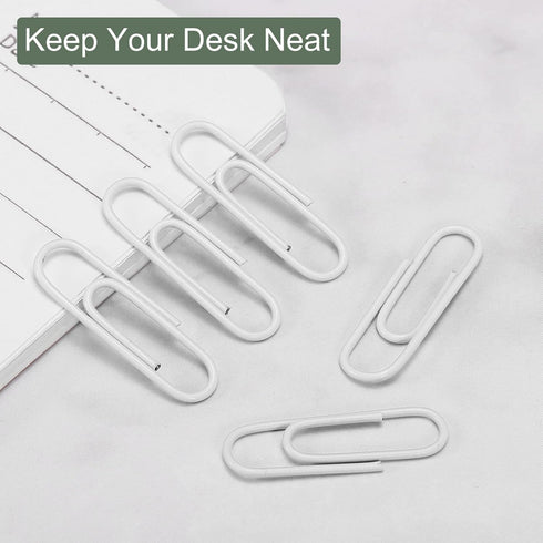 YOKIVE 600 Pcs Paper Clips, Smooth Surface Office Clips with Box, White, 1.1-Inch, Great for Home, Art, Daily Use