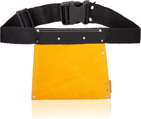 LAUTUS Suede Tool Bag with Adjustable Poly Web Belt - 5 Pockets for Hammer and Tape Measure Holder
