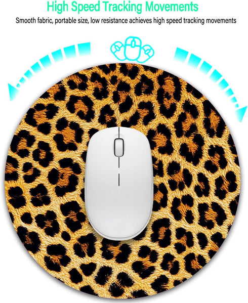 Mouse Pad and Coffee Coaster, Non-Slip Rubber Gaming Mouse Pad, Leopard Print