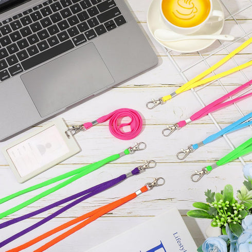 Qilery 300 Pcs Lanyards for ID Badges, Bulk with Clip Lanyard Strap, Swivel Hook for Teacher, Kid, Adult, Office
