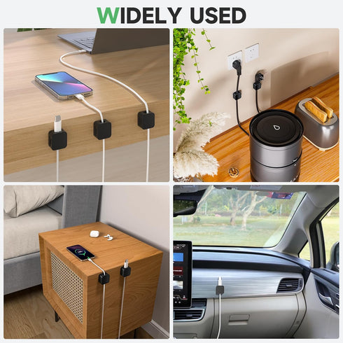 WDBmla 9 Wall,2025 Organizer[0.45" 0.27" Black Magnetic Cable Clips,Under Desk Cable Management,Cord Holder