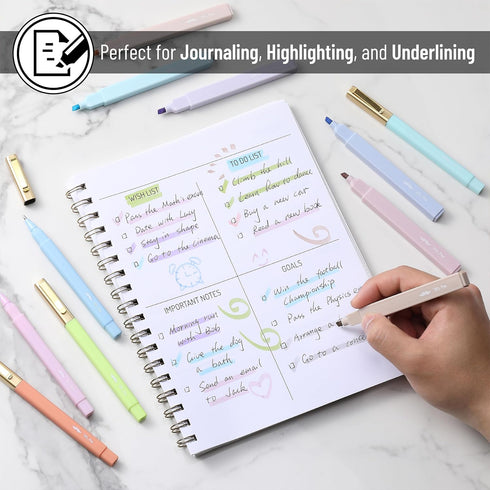 Mr. Pen Aesthetic Highlighters and Pens, 16 Pack, Black Ink Bible Pens, Pastel Color No Bleed Highlighters