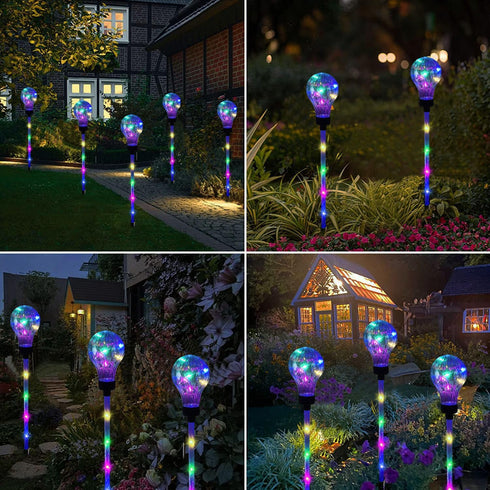 Huacenmy 6 Pack Bulb Solar Lights Outdoor Garden Decorative Waterproof Lights Outside Solar Pathway Lights for Garden