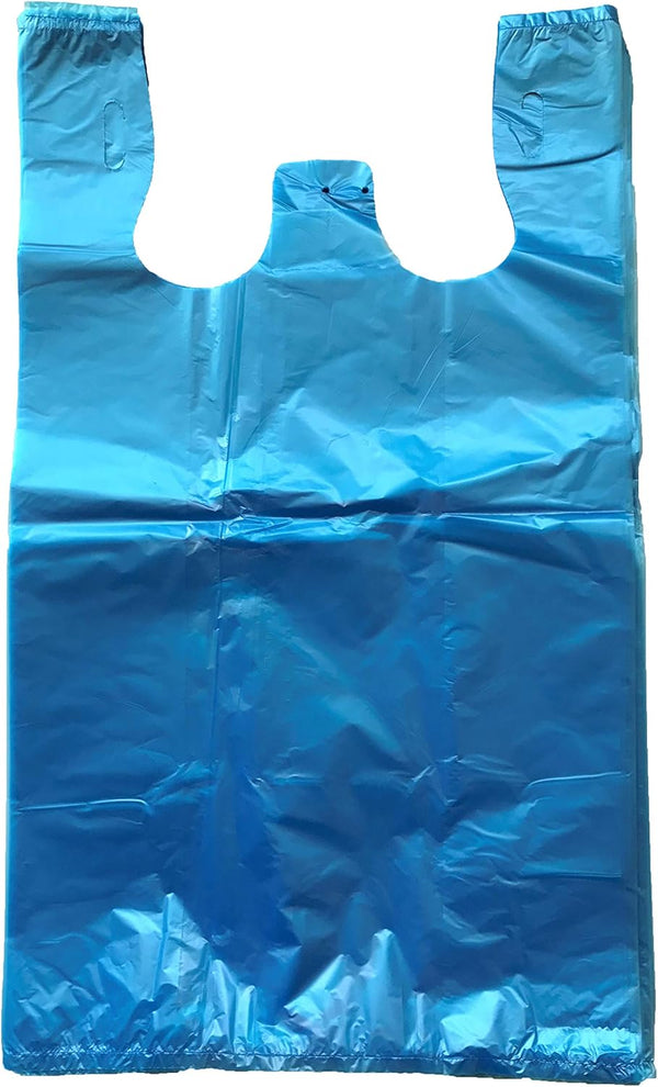 NaFurAhi RG Large Plastic Grocery T-shirts Carry-out Bag Blue Unprinted 12 X 6