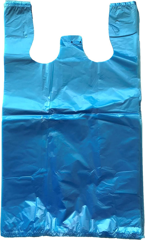 NaFurAhi RG Large Plastic Grocery T-shirts Carry-out Bag Blue Unprinted 12 X 6