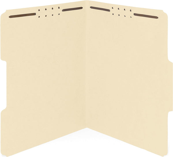 50 Manila Fastener File Folders - 1/3 Cut Reinforced Assorted Tab -