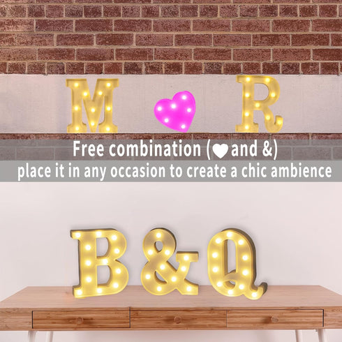 QEOCP 26 10 Light Up Letter O, LED Marquee Sign Letters and Numbers, Battery Powered Alphabet Sign Light for Night