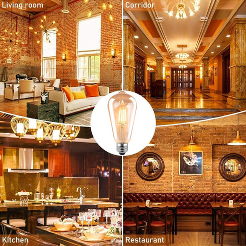 HESSION ST64 LED Edison Bulbs, 4W Equivalent 40W, Soft Light Amber Glass 2700K, LED Filament Bulbs with 90+ CRI, E26