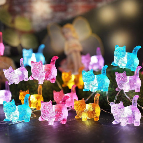 GardenDcor-14ft 40LED Outdoor Cat Solar Lights for Outside Waterproof Solar Fairy Lights for Balcony Doorway Yard Patio