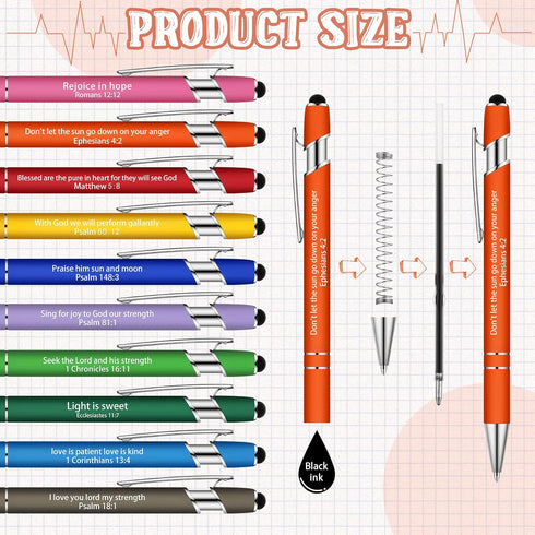 Geosar 30 Pcs Christian Pen, Bible Verse Ballpoint Scripture Quote Pen for Men Women, Black Ink (Colorful)
