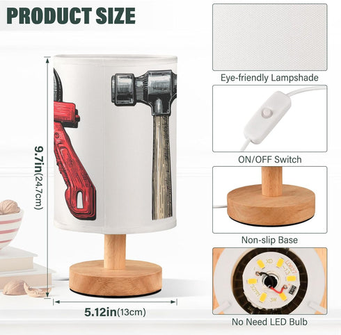 Glaphy Hammer Wrench Pliers Tools Table Lamp Nightstand Lamp with USB Port Bedside Desk Lamps for Home Living Room