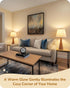 21.85" E26 EDISHINE Tall Table Lamp, Rustic Bedside Lamp, Water Transfer Rose Wood Grain Metal Base, Beige Linen Shade