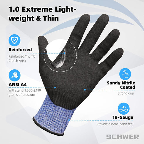 Schwer AIR-SKIN Cut Resistant Gloves AR3900 - Level 5 Lightweight Touch-screen Fit, XL