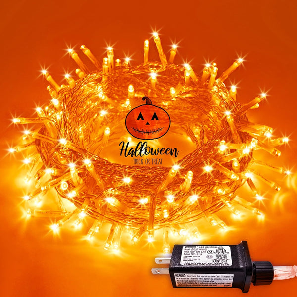 JMEXSUSS 66ft 200 LED Christmas String Lights Outdoor Indoor, Connectable Orange String