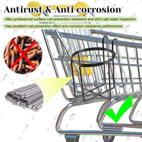 Mllpouyii 2 Shopping Cart Cup Holder, Pcs Updated Portable Cup Holder with Bottom Bar Reusable Grocery Carts Drink