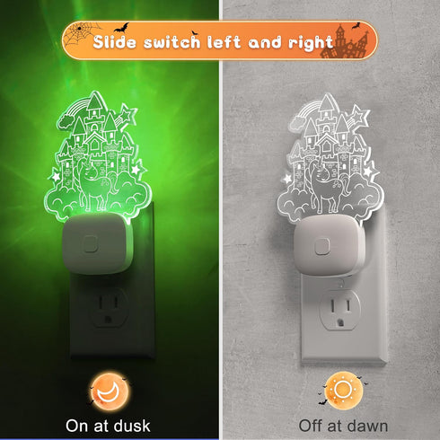 8-Color 1 Pack L LOHAS LED Night Lights for Kids, Acrylic Carved Castle Design, Changing, Dusk to Dawn Sensor, Plug