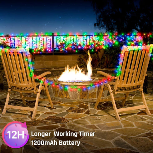 2 Pack 144ft 400 8 Solar Christmas String Lights Outdoor - Total LED Modes Outdoor Solar Lights, Waterproof Fairy
