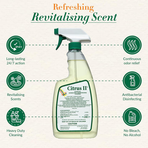 Citrus II 22-Fluid Hospital Germicidal Deodorizing Cleaner, Fresh Citrus, Ounce