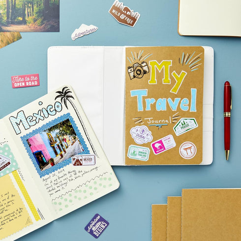 Paper Junkie 24 Pack Blank Journals for Kids, Bulk Sketchbooks for Students, A5 Kraft Paper Notebooks
