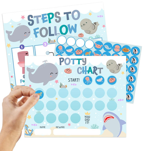 HJLLOQR Under the Sea Animals Potty Training Sticker Chart for Toddlers Boys Girls,