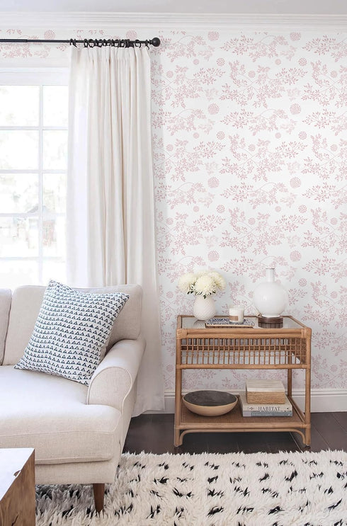 17.3"x393" Heroad Boho Peel and Stick Wallpaper Pink Floral Contact Paper Leaf Wall Paper Removable Self Adhesive
