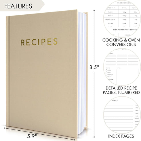 ZICOTO Aesthetic Blank Recipe Book with Waterproof Cover, Perfect Notebook to Organize Your Recipes